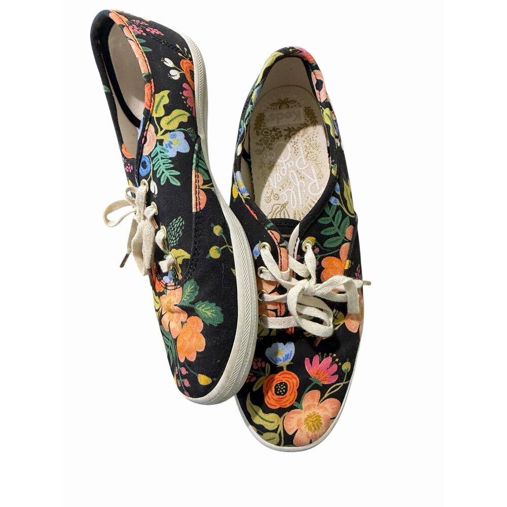 Keds X Rifle Paper Co 7 Black Pink Wildflower Champion Floral Sneakers Shoe
